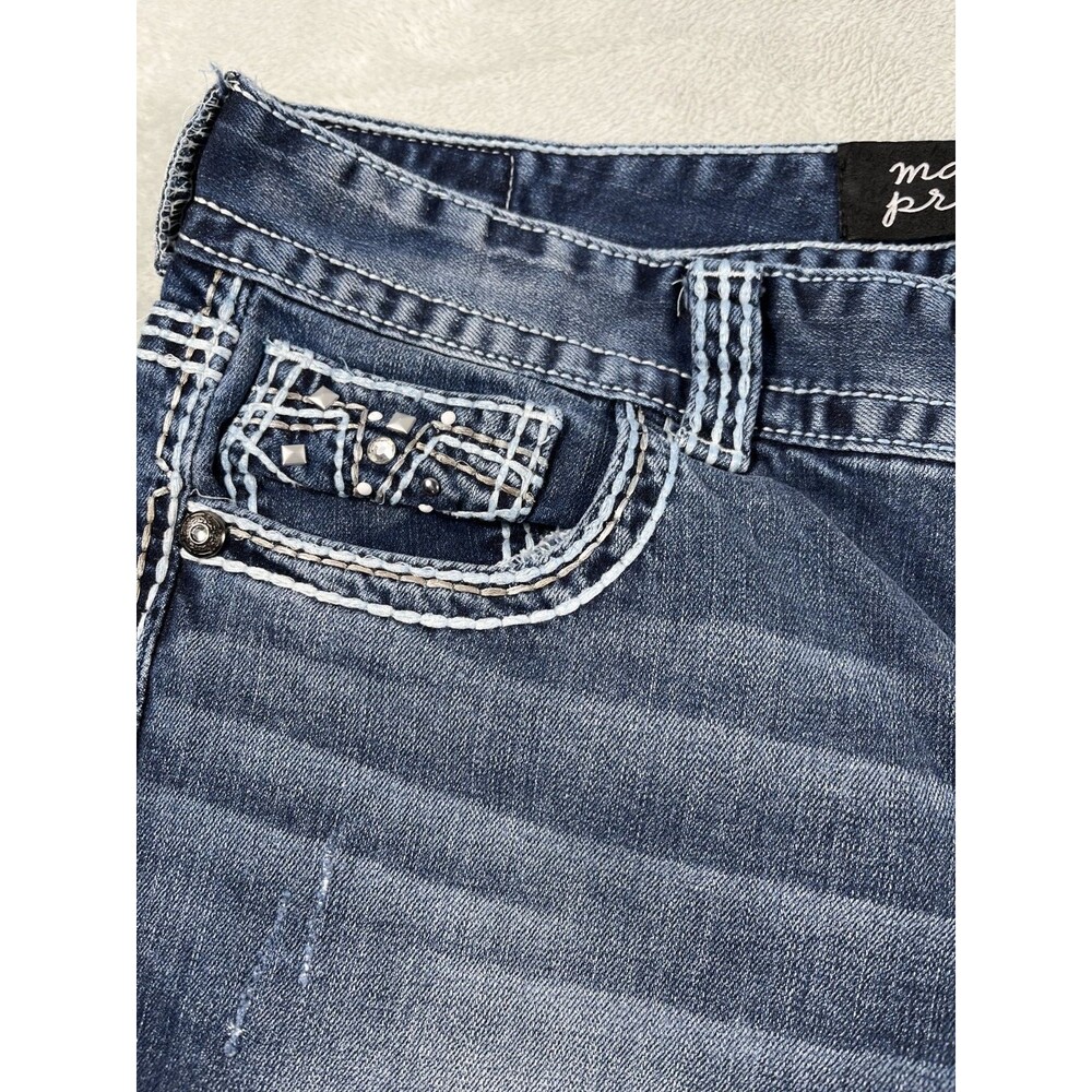 Maurices Premium Women's Bling Capri Jeans Size 13/14 Reg Distressed Low Rise - Picture 8 of 15